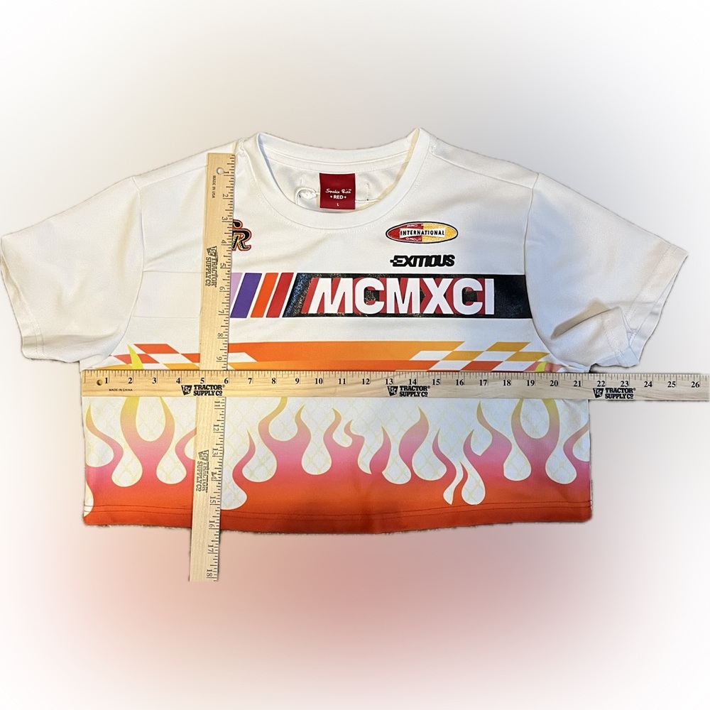 Smoke Rise Women's White Graphic Crop Top size L - Picture 6 of 12